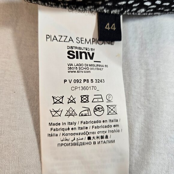 PIAZZA SEMPIONE Black/White Printed Dress Size Italian 44 US 8 Made Italy! NEW! - Picture 10 of 16
